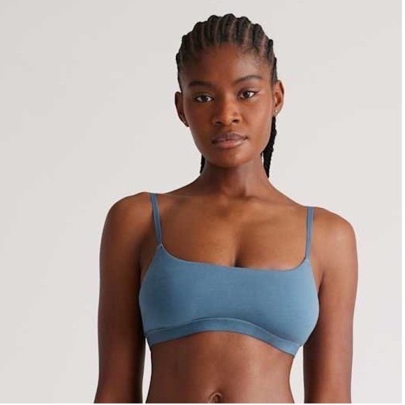 Quince Other - Quince Organic Cotton Scoop Neck Bralette Blue Adjustable Straps Size M